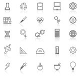 Science line icons with reflect on white background