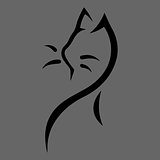 Stylized cat icon on gray background