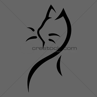 Stylized cat icon on gray background