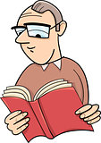 reader with book cartoon illustration