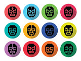 Lucha Libre, luchador pixelated Mexican wrestling masks black icons