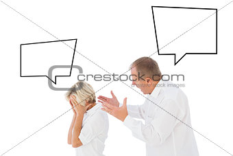 Composite image of angry man shouting at his partner