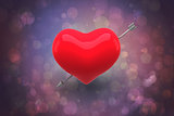 Red heart pierced by an arrow