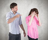 Composite image of man giving woman a headache