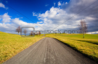 Empty road in the spring landscape