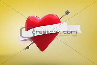 Composite image of heart with scroll