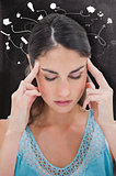Composite image of woman with headache