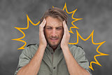 Composite image of man with headache