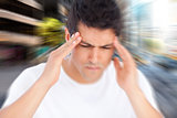 Composite image of man with headache