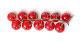 Cherry tomatoes on the stem top view