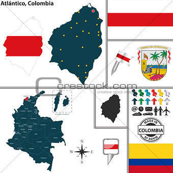 Map of Atlantico, Colombia