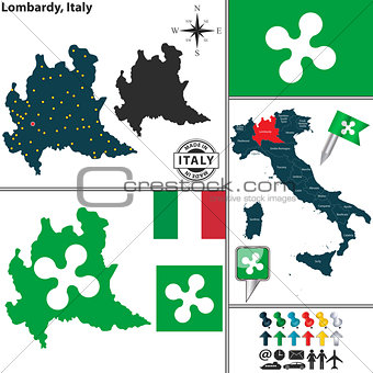 Map of Lombardy, Italy
