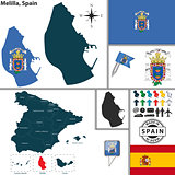 Map of Melilla, Spain
