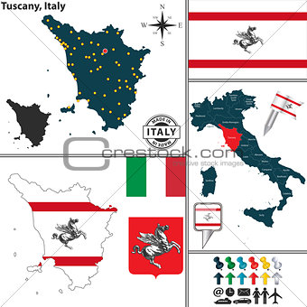 Map of Tuscany, Italy