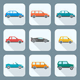 colored flat style various body types of cars icons collection