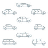dark outline various body types of cars icons collection