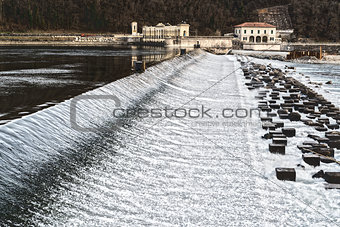 Dam on the river Ticino, Italy