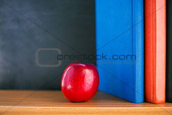 Red apple and books 