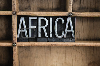 Africa Concept Metal Letterpress Word in Drawer