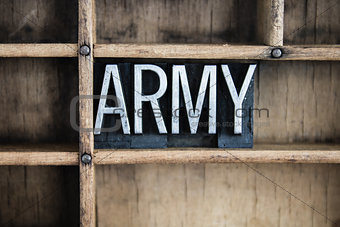 Army Concept Metal Letterpress Word in Drawer