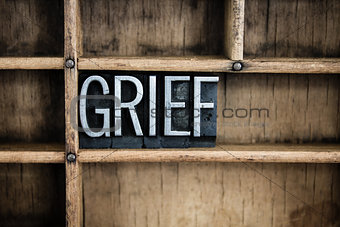 Grief Concept Metal Letterpress Word in Drawer
