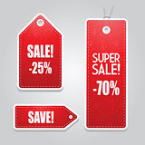 Red price sale tags stickers set