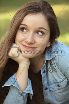 Close Up of Teen Looking Over