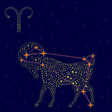 Zodiac sign Aries over starry sky