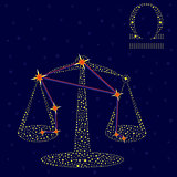 Zodiac sign Libra over starry sky