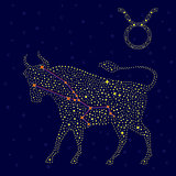 Zodiac sign Taurus over starry sky