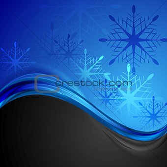 Abstract dark blue wavy Christmas background