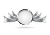 Metallic silver logo element