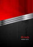 Red and black tech background with metal stripe