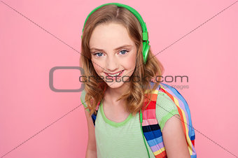 Closeup of a beautiful schoolgirl