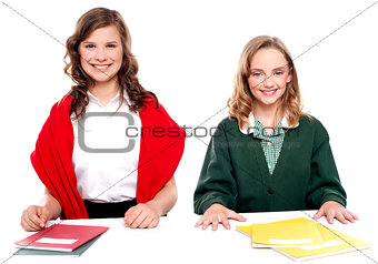Portrait of school girls with their notebooks