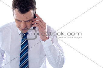 Business professional communicating on phone