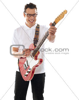 Man with guitar enjoying music