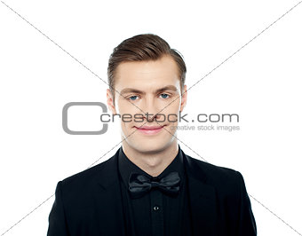 Closeup portrait of charming young man