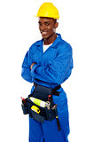Smiling african worker posing with arms crossed