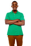 Smiling african guy with crossed arms