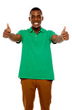 Handsome african showing double thumbs up