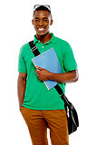 College student with sunglasses over his head