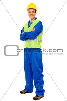 Handsome male repairman posing in style