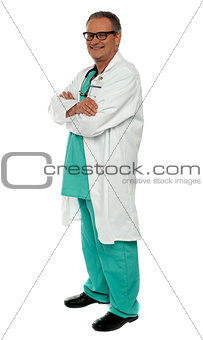 Side view portrait of casual male physician