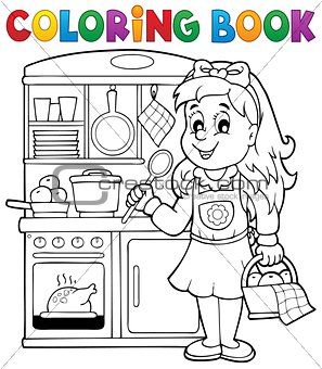 Coloring book child playing theme 1