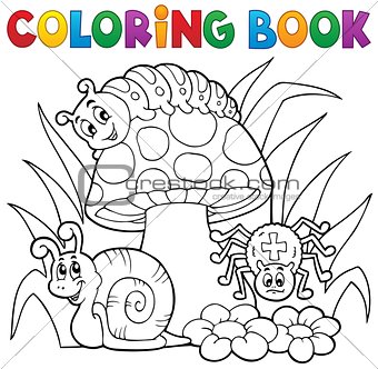 Coloring book toadstool with animals