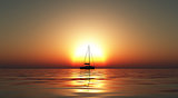 Yacht on sea at sunset