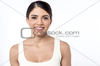 Smiling woman giving a casual look