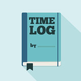 Flat Style Icon with Long Shadow. A time log.
