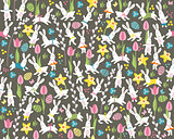 Seamless dark pattern with easter rabbits